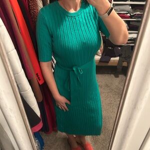 Green Ribbed Knit Dress